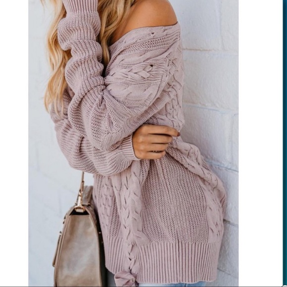 Braids and Cable Knit Sweater in Mauve - Picture 10 of 10